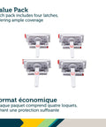 Adhesive Cabinet Latch Set 4 Piece For Childproofing White Peel And Stick Easy Install No Tools Required For Most Cabinets Renters Friendly Screws Included For Particle Board Or Other Tough Surfaces