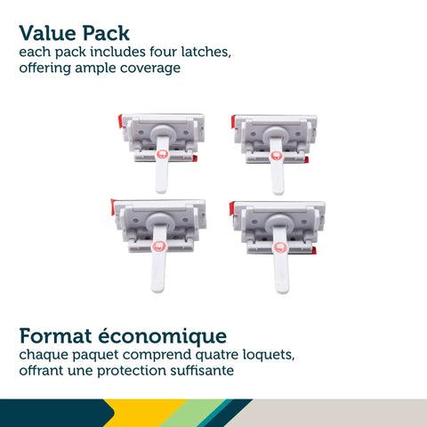 Adhesive Cabinet Latch Set 4 Piece For Childproofing White Peel And Stick Easy Install No Tools Required For Most Cabinets Renters Friendly Screws Included For Particle Board Or Other Tough Surfaces