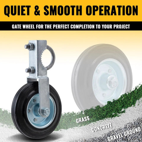 Gate Support Wheel For Metal Tube Gates Six Inch Heavy Duty Farm Caster demonstrated on different ground types