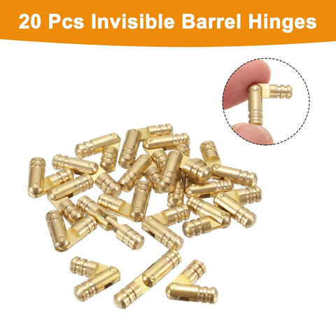 20Pcs Brass Hidden Barrel Hinges 5x25mm Concealed Hinges For Jewelry Boxes, Music Boxes, And Small Woodworking Projects, Invisible Hidden Hinge Hardware, Gold Finish, 1 Inch Length.