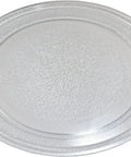 Fresh Upgrade Glass Turntable Tray For Small Microwaves 9.6 Inch Round Plate top view with textured surface.