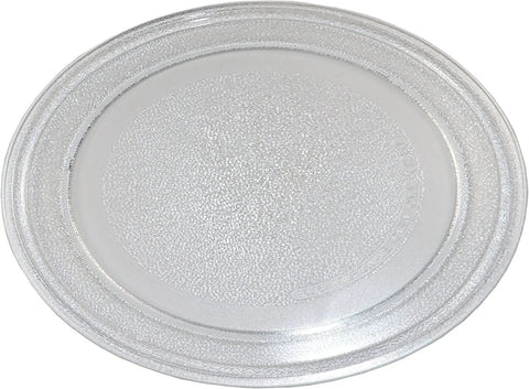 Fresh Upgrade Glass Turntable Tray For Small Microwaves 9.6 Inch Round Plate top view with textured surface.
