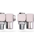 1/4 Inch NPT 360 Degree Swivel Air Hose Connector For Flexible Tooling, Industrial Swivel Air Fittings, 300 PSI Max, Accepts Standard Threaded Fittings And Quick Change Adapters, Silver, twin views