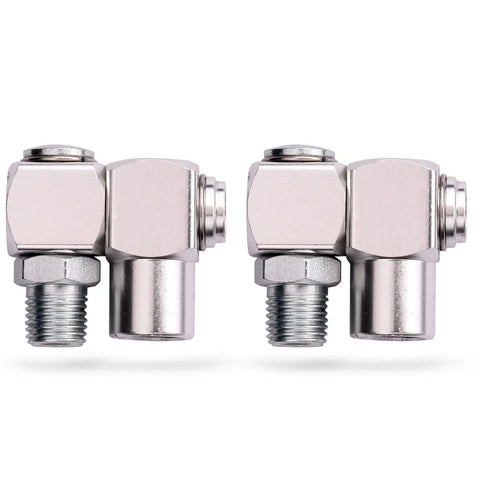 1/4 Inch NPT 360 Degree Swivel Air Hose Connector For Flexible Tooling, Industrial Swivel Air Fittings, 300 PSI Max, Accepts Standard Threaded Fittings And Quick Change Adapters, Silver, twin views