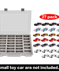 Hot Wheels Display Case Holds 27 Cars, Portable Toy Organizer With Four Groove Slots, shown with cars, case only