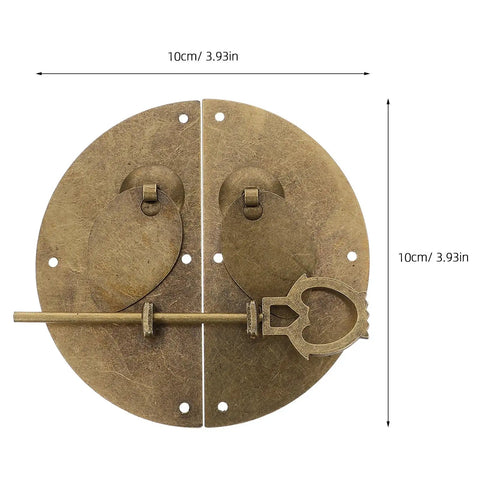 Old School Vintage Round Zinc Alloy Latch Locks for Wooden Boxes, 10cm diameter, antique style, retro clasp design.