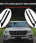 Two-piece A-pillar window trim molding kit for 2011-2019 Ford Explorer, left and right sides, black plastic
