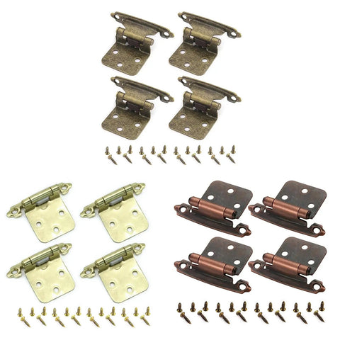 Four Pack Semi Concealed Kitchen Cabinet Hinges For Flush Mount Doors With Quiet Soft Close Action Durable Iron Hardware Antique Finish