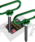 Two Pack Magnetic Trailer Hitch Pins With Handle And Clip 1/2 Inch For Lawn Mowers ATVs And Trailers Heavy Duty 1500 Lb Green