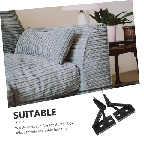 Gray sofa with spring-loaded folding sofa hinges suitable for cabinets and space-saving furniture.