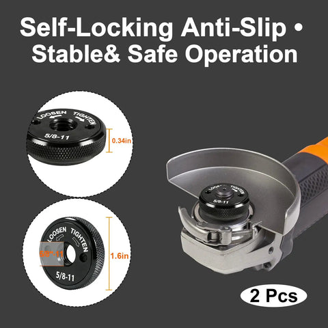 Tool Free Quick Install And Release Angle Grinder Nut Set 5/8-11 2 Pack Self Locking Flange Nuts For 4-1/2 Inch To 9 Inch Grinders