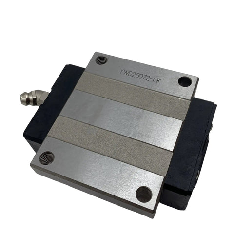 High Precision Linear Guide Block HSR25LC HSR25 Kit, metallic block with engraved part number and rail mount holes.