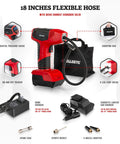 Deluxe Portable Tire Inflator And Air Compressor For Cars With Auto Shutoff 150 PSI 12V DC Car Pump LED Display and accessories