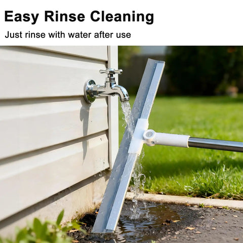 19.7 Inch Wide Floor Squeegee With 51-58 Inch Telescoping Stainless Steel Handle under outdoor water faucet for rinsing