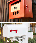 Mailboxes with numbers shown using Self Adhesive Vinyl Letters And Numbers Kit 8 Sheets Black 1 Inch Characters 536 Pieces.