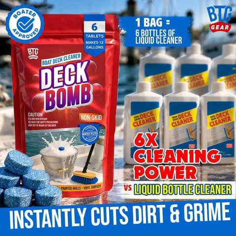 Marine Deck Cleaner Tablets That Make Six Gallons, Non Skid Boat Deck Wash, Lifts Dirt And Stains With Easy No Mess Tablet Formula
