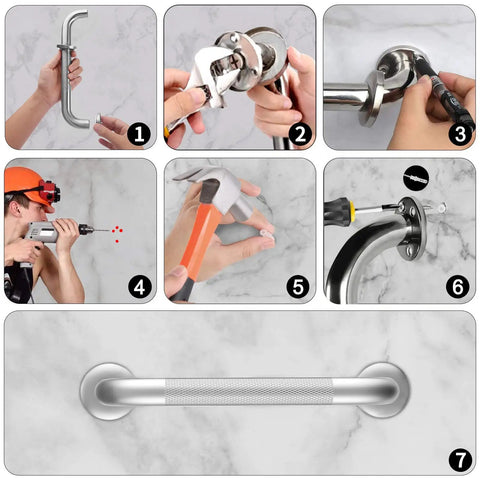 Two Pack 18 Inch Grab Bars For Bathtubs And Showers Stainless Steel No Slip Shower Handles For Handicap Elderly And Seniors installation steps