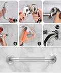 Installation of 2 Pack 24 Inch Stainless Steel Shower Grab Bars Anti Slip Safety Rail For Bathtub Or Shower Heavy Duty Handle Supports Up To 500 Lbs