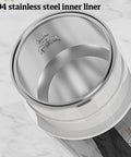 Close-up of 304 stainless steel inner liner of Road Warrior 420ml Portable Water Heater And 12V 24V Travel Kettle.