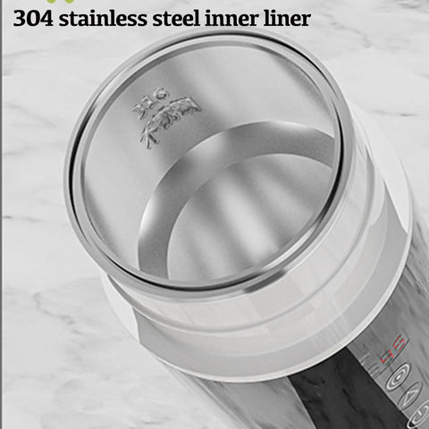 Close-up of 304 stainless steel inner liner of Road Warrior 420ml Portable Water Heater And 12V 24V Travel Kettle.