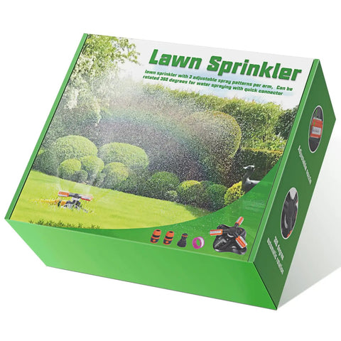 Box of a 360 Degree Rotating Lawn Sprinkler With 36 Nozzles, Automatic Garden Irrigation System For Yard, Adjustable Spray Patterns, Blue