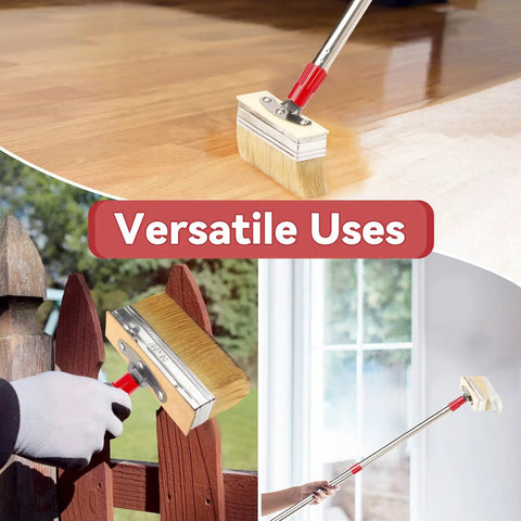 60 Inch Long Handle Deck Stain Brush Kit With 7 Inch Deck Stain Brush And 3 Inch Paint Brush For Wood Stains Oils