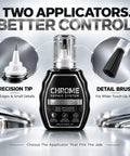 Chromed Out Repair Pen and Scratch Eraser for Ridiculous Metallic Gleam on Automotive Trim Badges and Plumbing Fixtures Silver Shine Touch Up Marker for Dull Metal Surfaces Fast Drying Formula Heavy Duty Restoration Tool in dual applicator design.
