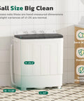No Sweat Portable Twin Tub Washer And Spinner Combo With Semi Automatic Compact Laundry Design and dimensions for small spaces.