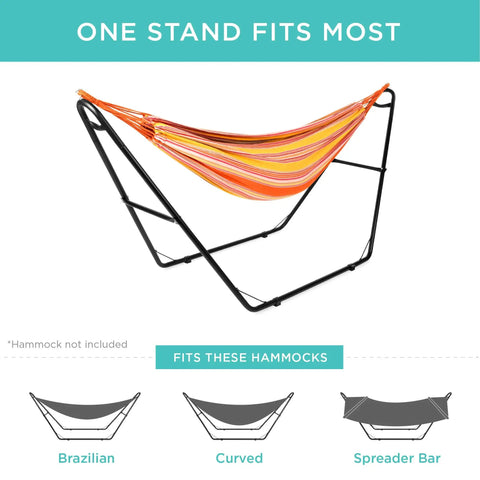 Adjustable Portable Hammock Stand For 9 To 14 Ft Hammocks, Outdoor Patio Steel Frame With Weather Resistant Powder Coating
