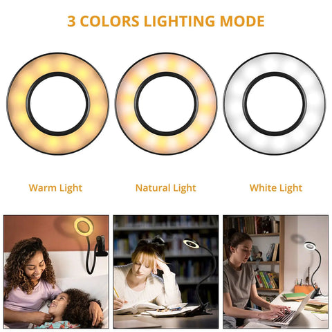 Clip On Desk Lamp With Clamp, 3 Lighting Modes And 10 Dimming Levels in warm, natural, and white light for reading and studying