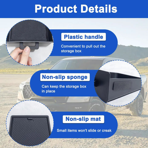 Product details of Removable Storage Drawer Tray For 2019-2026 Dodge RAM 1500 2500 3500 Center Console Cubby Organizer ABS Plastic Hidden Storage