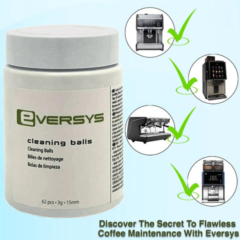 Container of Eversys Cleaning Balls for Automatic Espresso Machines Barista-Grade Brew Unit Cleaning Kit