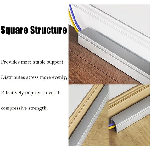 Durable Stainless Steel Cable Trunking Kit for Hidden Cables Wide 10 to 50mm 50 to 180cm Long close-up of square structure design.