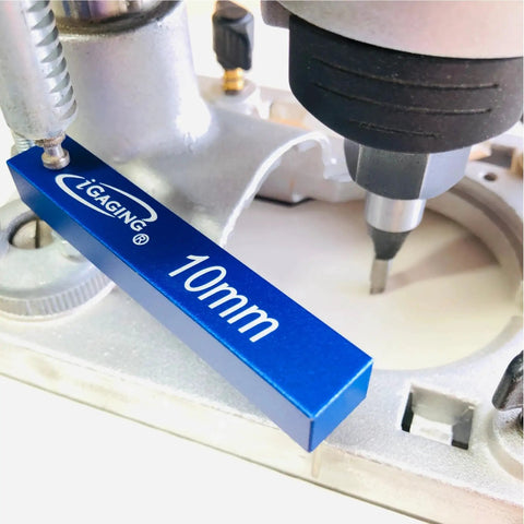 Precision Aluminum Setup Blocks And Bar Gauges Kickass 15 Piece Metric Kit For Machine Shop And Woodworking Pro Fence Alignment Tools Blue anodized 10mm gauge block in use.