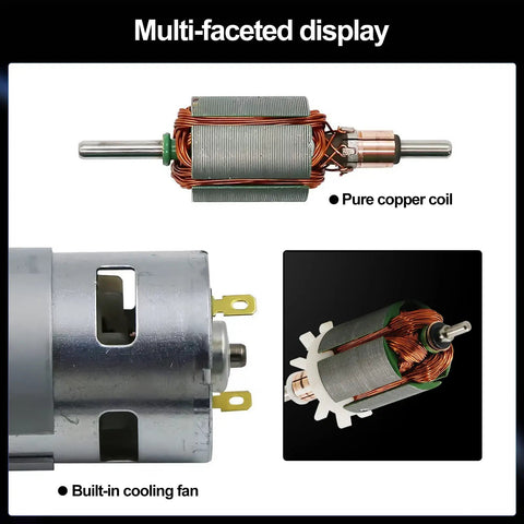 High Torque 12V 775 DC Motor With Double Ball Bearings And Built In Cooling Fan 10000 To 20000 RPM CW CCW Control internal view