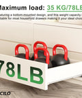 High Capacity 14 Inch Push To Open Soft Close Undermount Drawer Slides Featuring Heavy Duty 78 Pounds Full Extension with kettlebells.