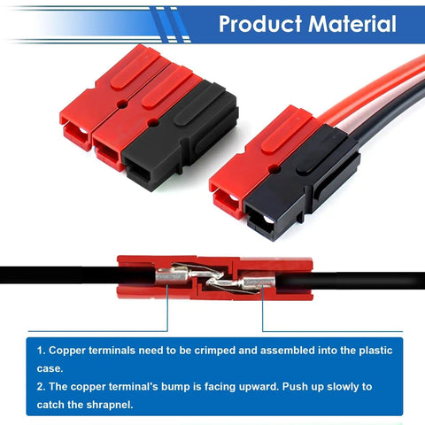 Close-up of red and black housing from 70 Pcs 15 Amp 30 Amp 45 Amp Quick Disconnect Power Connectors Kit with PVC covers.