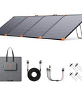 450W Portable Foldable Solar Panel Charger For Off Grid RV Power Backup IP68 Waterproof 38V N Type 16BB with accessories shown