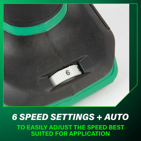 Close-up of speed dial on Cordless Brushless 6 Inch Angle Grinder With Variable Speed Paddle Switch, 36V Power Tool For Polishing Finishing Grinding And Rust Removal, Lightweight Yet Beastly Compact Design, Tool Body Only
