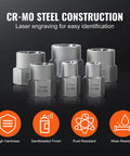 CR-MO steel bolt extractors from 33-Piece Bolt Extractor And Nut Remover Set For Removing Damaged Rusted Bolts And Screws