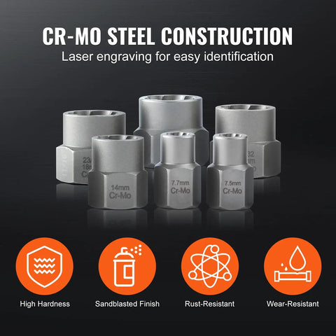 CR-MO steel bolt extractors from 33-Piece Bolt Extractor And Nut Remover Set For Removing Damaged Rusted Bolts And Screws