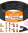 Fifty Feet One Quarter Inch Air Line Kit With Brass Fittings For Your Truck And SUV Rig Air Bag Suspension, includes tools.