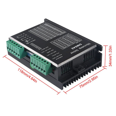 DM542 CNC two-phase stepper motor driver module, black enclosure with green screw-terminal blocks