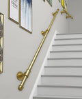 Heavy Duty Wrought Iron Stair Handrail For Indoor Or Outdoor Steps No Sweat Setup Galvanized Steel Wall Mount on staircase