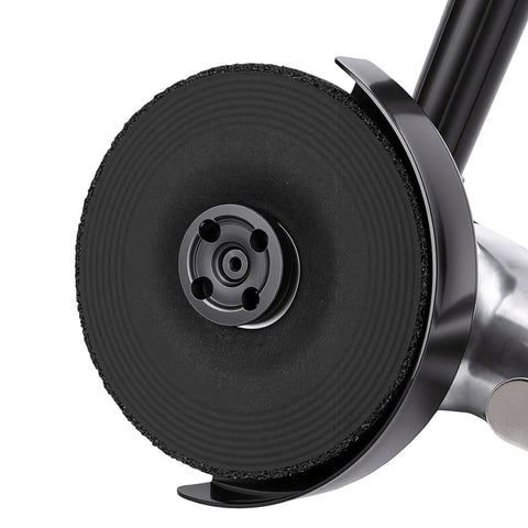 Heavy Duty Pneumatic Angle Grinder Four Inch Generating Kickass Eleven Thousand Rpm Torque For Seamless Metal Cutting Grinding And Polishing Across Tough Workshop Jobs close-up of disc.