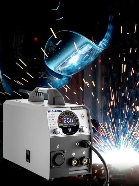 6 In 1 200 Amp MIG Welder With Flux Core TIG MMA Semi Auto Welding Machine for aluminum and steel, integrated wire feeder