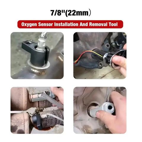 Heavy Duty Oxygen Sensor Wrench Socket Kit With Cutout Design For Effortless O2 Removal And Installation Locking Grip Knocks Out Rusty Bolts Like A Weekend Boss Fix Your Car At Home. 7/8 inch tool engaging O2 sensor.