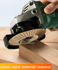 Wood Shaping Disc Set For 4 Inch Or 4 1/2 Inch Angle Grinders With 5/8 Inch Arbor in use on wood surface