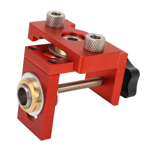 3 In 1 Pocket Hole Jig Kit With Aluminum Alloy Construction And Precise Engraved Scale, side view of red component