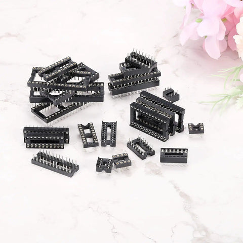 Flat Pin DIP IC Socket Adapter 8 Pin 2.54mm Pitch For PCB Boards, dual row sockets, durable plastic and metal, 50 pack